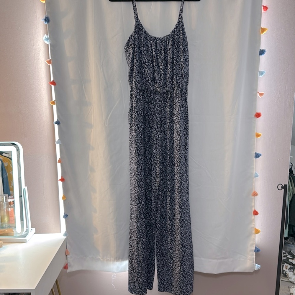 Navy Floral Jumpsuit with Pockets